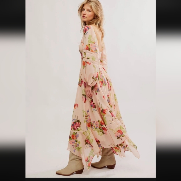 BNWT FREE PEOPLE PERFECT FALL DRESS Floral morning glory Print Maxi Dress - Picture 1 of 4